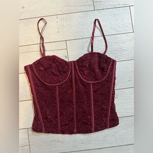 Chic Burgundy Lace Bustier